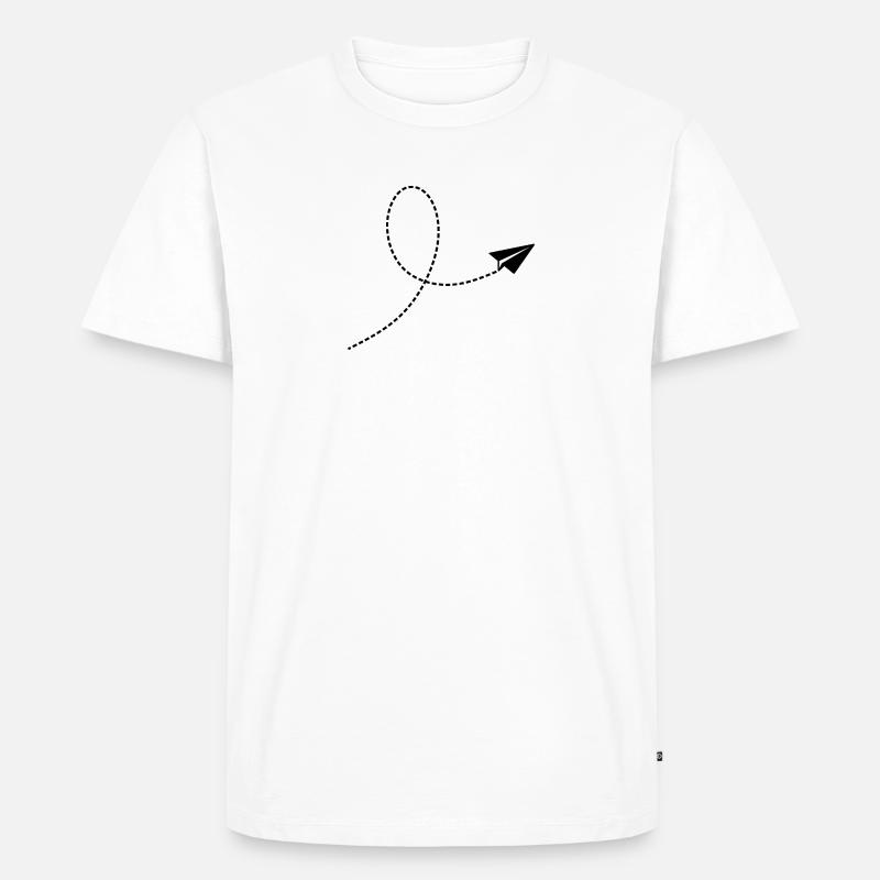 Papierflieger mit Flugbahn - Männer Premium Bio T-Shirt - Weiß