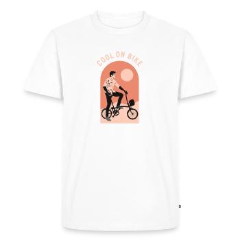 Cool commuter folding bicycle, Brompton London UK - Men's Premium Organic T-Shirt - white - Front - Nico (187cm)