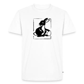 Lapin avec oeuf dans un cadre | Vectoriel - T-shirt Premium bio Homme - blanc - Devant - Nico (187cm)