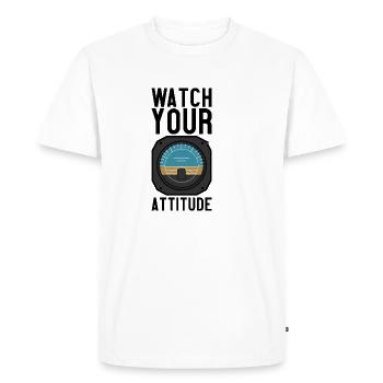Watch Your Attitude - Men's Premium Organic T-Shirt - white - Front - Nico (187cm)