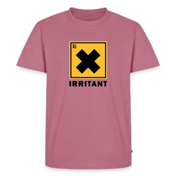 IRRITANT WARNING SIGN - Men's Premium Organic T-Shirt - mauve - Front - Nico (187cm)