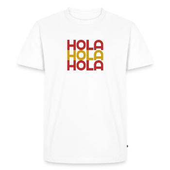 Hola Spain Flag - Men's Premium Organic T-Shirt - white - Front - Nico (187cm)