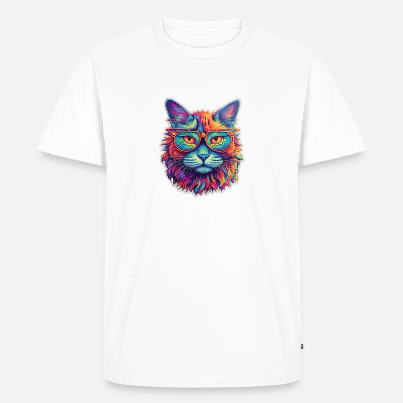 Crazy Katze - Männer Premium Bio T-Shirt - Weiß