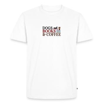 Chiens, livres et café - T-shirt Premium bio Homme - blanc - Devant - Nico (187cm)