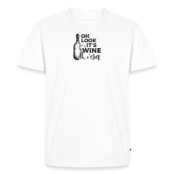 Oh regarde son vin O Watch Femme en train de boire - T-shirt Premium bio Homme - blanc - Devant - Nico (187cm)