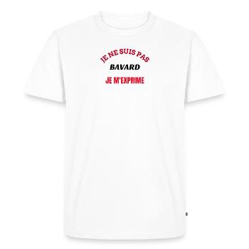 je ne suis pas bavard je m'exprime - T-shirt Premium bio Homme - blanc - Devant - Nico (187cm)