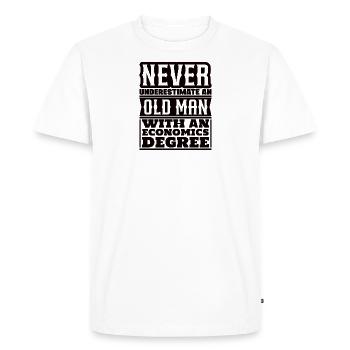 Never underestimate old man economics - Men's Premium Organic T-Shirt - white - Front - Nico (187cm)