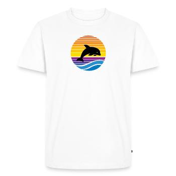 Vintage Dolphin Sunset Retro Sun Beach Wave - Men's Premium Organic T-Shirt - white - Front - Nico (187cm)