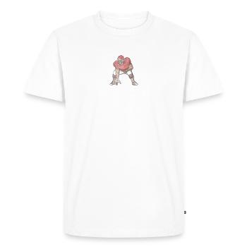Joueur de ligne de football au service des Crêpes Offensive LIne - T-shirt Premium bio Homme - blanc - Devant - Nico (187cm)