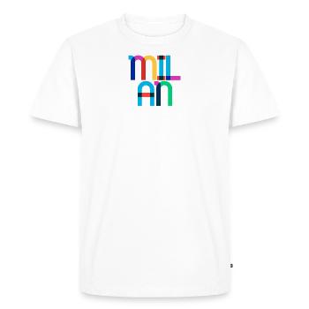 Milan Italie Pop Art Lettres - T-shirt Premium bio Homme - blanc - Devant - Nico (187cm)