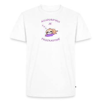 Aujourd'hui je procrastine - T-shirt Premium bio Homme - blanc - Devant - Nico (187cm)