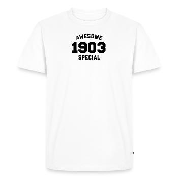 Funny Birthday Awesome Special 1903 - Men's Premium Organic T-Shirt - white - Front - Nico (187cm)