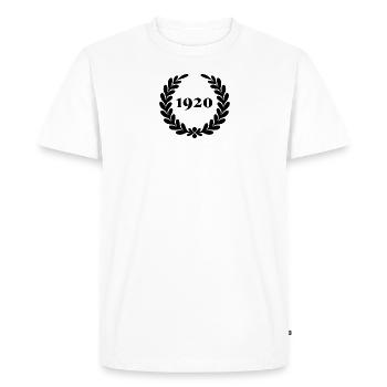 Drôle d’anniversaire depuis 1920 - T-shirt Premium bio Homme - blanc - Devant - Nico (187cm)
