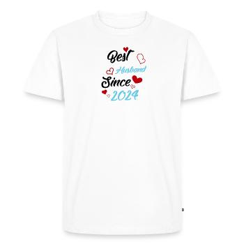 Meilleur mari depuis le mariage 2024 - T-shirt Premium bio Homme - blanc - Devant - Nico (187cm)