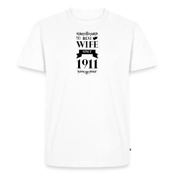 Meilleure épouse depuis l’anniversaire de mariage de 1911 - T-shirt Premium bio Homme - blanc - Devant - Nico (187cm)