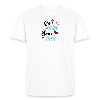 Anniversaire Meilleure épouse depuis 1901 Mariage - T-shirt Premium bio Homme - blanc - Devant - Nico (187cm)