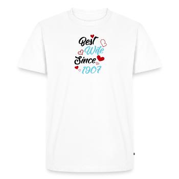 Anniversaire Meilleure épouse depuis 1907 Mariage - T-shirt Premium bio Homme - blanc - Devant - Nico (187cm)
