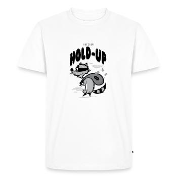 Raccoon hold up - Men's Premium Organic T-Shirt - white - Front - Nico (187cm)