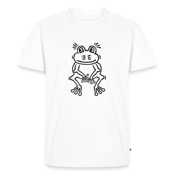 Drôle de grenouille dans l’attitude du penseur - T-shirt Premium bio Homme - blanc - Devant - Nico (187cm)
