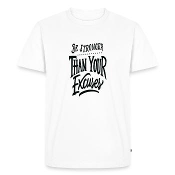 Plus fort que vos excuses - T-shirt Premium bio Homme - blanc - Devant - Nico (187cm)