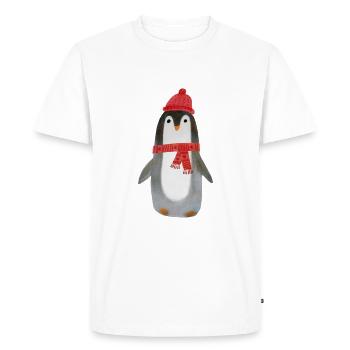 Cute Penguin 1 Watercolor Winter Christmas - Men's Premium Organic T-Shirt - white - Front - Nico (187cm)