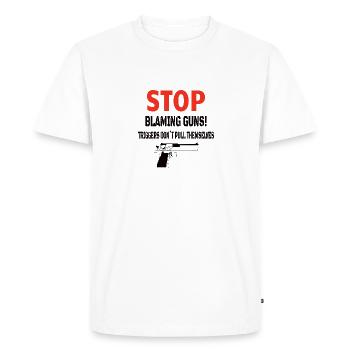 GUNS: Stop Blaming Guns - Men's Premium Organic T-Shirt - white - Front - Nico (187cm)