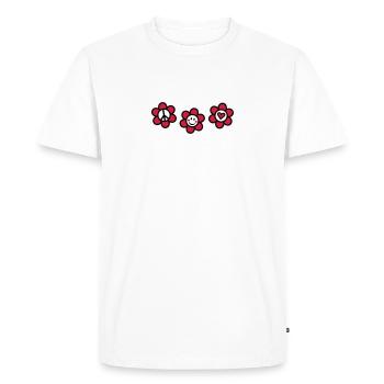 Peace Love Happiness Free Summer Festival Flower - Men's Premium Organic T-Shirt - white - Front - Nico (187cm)