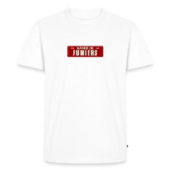 bande fumiers insulte humour panneau plaque 405 w - T-shirt Premium bio Homme - blanc - Devant - Nico (187cm)