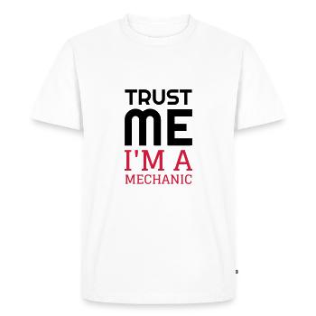 mécanique / mécanicien / mécano / garage - T-shirt Premium bio Homme - blanc - Devant - Nico (187cm)