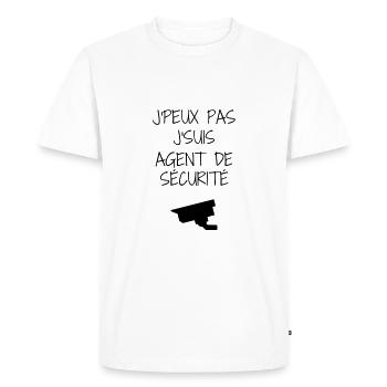 Sécurité / Vigile / Surveiller / Security - T-shirt Premium bio Homme - blanc - Devant - Nico (187cm)