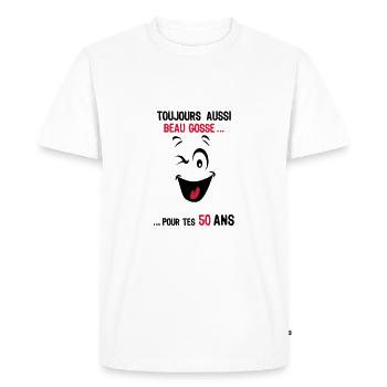 50 ans toujours beau gosse pour age smi - T-shirt Premium bio Homme - blanc - Devant - Nico (187cm)