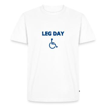 Leg day musculation - T-shirt Premium bio Homme - blanc - Devant - Nico (187cm)