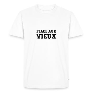 place aux vieux - T-shirt Premium bio Homme - blanc - Devant - Nico (187cm)