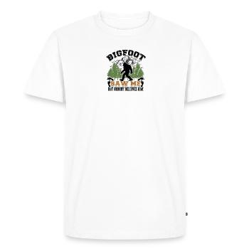 Bigfoot m’a vu mais personne ne le croit - monstre - T-shirt Premium bio Homme - blanc - Devant - Nico (187cm)
