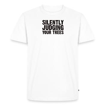 Tronçonneuse à bois Bûcheron Menuisier Escalade - T-shirt Premium bio Homme - blanc - Devant - Nico (187cm)