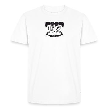 Je laisse des marques de morsure - sang - T-shirt Premium bio Homme - blanc - Devant - Nico (187cm)