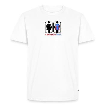 Ce n’était jamais une robe - féministe - T-shirt Premium bio Homme - blanc - Devant - Nico (187cm)