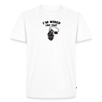 Je suis câblé comme ça - survivant d’une crise cardiaque - T-shirt Premium bio Homme - blanc - Devant - Nico (187cm)