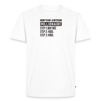 Bitcoin Plan B BTC Satoshi Crypto Hodl Maximalist - Men's Premium Organic T-Shirt - white - Front - Nico (187cm)