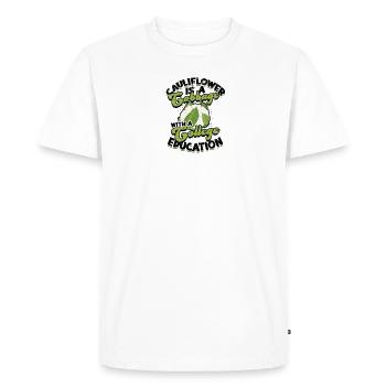 Le chou-fleur est un chou avec une éducation collégiale - T-shirt Premium bio Homme - blanc - Devant - Nico (187cm)