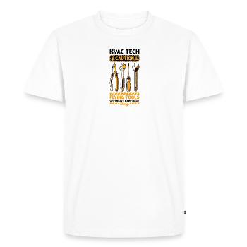 HVAC Tech Attention outils volants langage offensant - T-shirt Premium bio Homme - blanc - Devant - Nico (187cm)