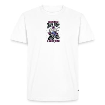 Certaines filles chassent les garçons Je les dépasse - moto hors route - T-shirt Premium bio Homme - blanc - Devant - Nico (187cm)