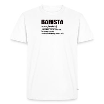 Fier Barista Profession Café Restauration Espresso - T-shirt Premium bio Homme - blanc - Devant - Nico (187cm)