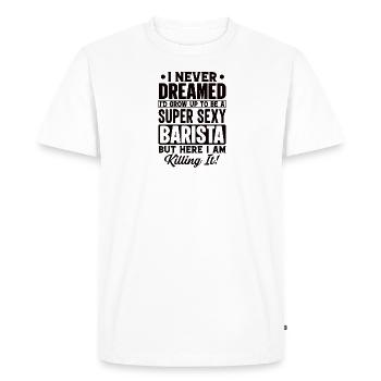Fier Barista Profession Café Restauration Espresso - T-shirt Premium bio Homme - blanc - Devant - Nico (187cm)
