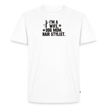 Femme Propriétaire de chien Coiffeur Coiffeur Coiffeur - T-shirt Premium bio Homme - blanc - Devant - Nico (187cm)