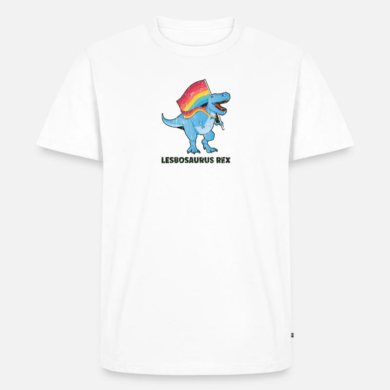 Lesbosaurus Rex - lesbisch - Männer Premium Bio T-Shirt - Weiß