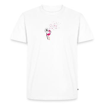 Flower Dandelion Exotic Tropical Bird Flamingo - - Men's Premium Organic T-Shirt - white - Front - Nico (187cm)