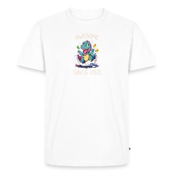 Fête d’anniversaire Dinos pour enfants | Génial depuis 2021 - T-shirt Premium bio Homme - blanc - Devant - Nico (187cm)