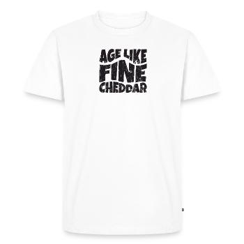Vieillir comme du cheddar fin - Cheese - T-shirt Premium bio Homme - blanc - Devant - Nico (187cm)