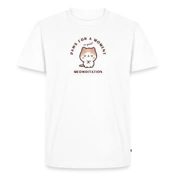 Cute Cat in Meditation - Men's Premium Organic T-Shirt - white - Front - Nico (187cm)